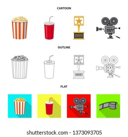 Isolated object of television and filming icon. Collection of television and viewing stock symbol for web.