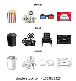 Isolated object of television and filming icon. Collection of television and viewing stock vector illustration.