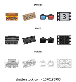 Isolated object of television and filming icon. Set of television and viewing stock symbol for web.