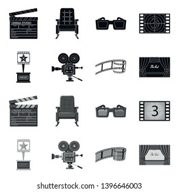 Isolated object  television and filming icon. Set  television and viewing vector icon for stock.