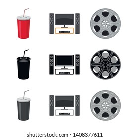 Isolated object of television and filming icon. Set of television and viewing vector icon for stock.