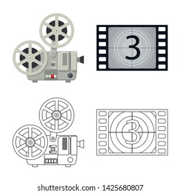 Isolated object of television and filming icon. Set of television and viewing stock symbol for web.