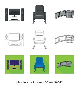 Isolated object of television and filming icon. Collection of television and viewing stock symbol for web.