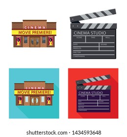 Isolated object of television and filming icon. Collection of television and viewing vector icon for stock.