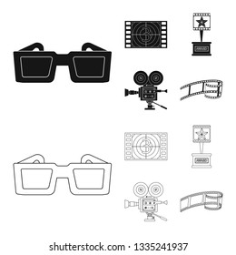 Isolated object of television and filming logo. Collection of television and viewing vector icon for stock.