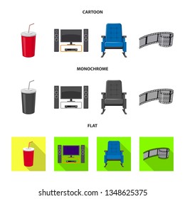 Isolated object of television and filming logo. Set of television and viewing stock vector illustration.