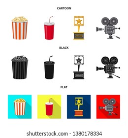 Isolated object of television and filming logo. Collection of television and viewing stock symbol for web.