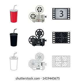 Isolated object of television and filming logo. Set of television and viewing stock symbol for web.