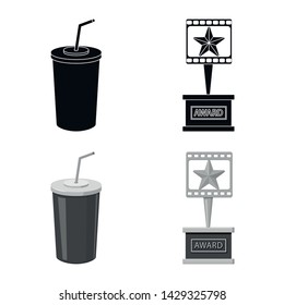 Isolated object of television and filming logo. Set of television and viewing stock vector illustration.
