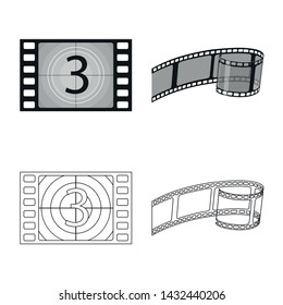 Isolated object of television and filming logo. Collection of television and viewing stock vector illustration.