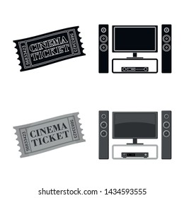 Isolated object of television and filming logo. Set of television and viewing stock symbol for web.