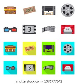 Isolated object of television and filming sign. Collection of television and viewing stock symbol for web.