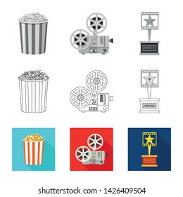 Isolated object of television and filming sign. Collection of television and viewing vector icon for stock.