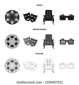 Isolated object of television and filming symbol. Collection of television and viewing vector icon for stock.