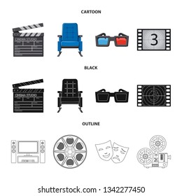 Isolated object of television and filming symbol. Collection of television and viewing stock vector illustration.
