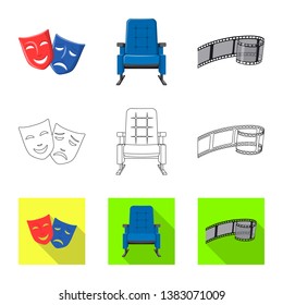 Isolated object of television and filming symbol. Collection of television and viewing stock vector illustration.