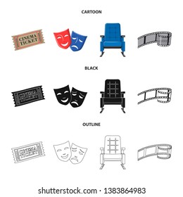 Isolated object of television and filming symbol. Set of television and viewing vector icon for stock.