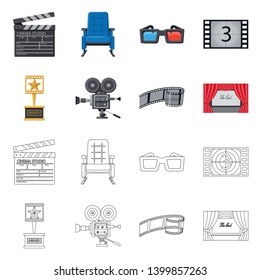 Isolated object of television and filming symbol. Collection of television and viewing vector icon for stock.