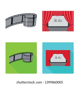 Isolated object of television and filming symbol. Collection of television and viewing stock vector illustration.