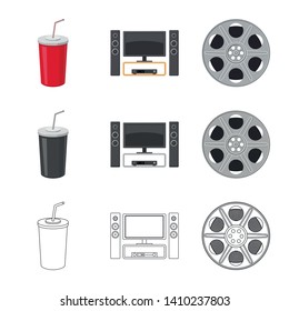 Isolated object of television and filming symbol. Set of television and viewing vector icon for stock.