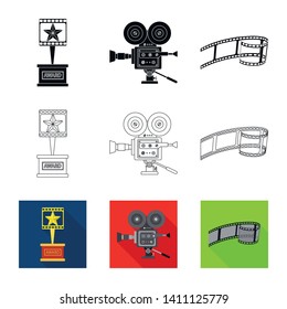 Isolated object of television and filming symbol. Set of television and viewing vector icon for stock.