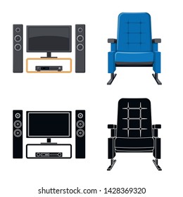 Isolated object of television and filming symbol. Collection of television and viewing vector icon for stock.