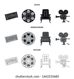 Isolated object of television and filming symbol. Collection of television and viewing stock vector illustration.