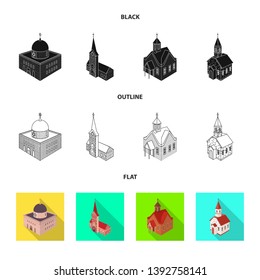 Isolated object of temple and historic icon. Set of temple and faith stock vector illustration.
