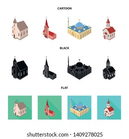 Isolated object of temple and historic icon. Set of temple and faith vector icon for stock.