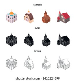 Isolated object of temple and historic icon. Set of temple and faith vector icon for stock.