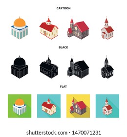 Isolated object of temple and historic icon. Collection of temple and faith stock vector illustration.