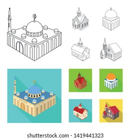 Isolated object of temple and historic logo. Set of temple and faith stock symbol for web.