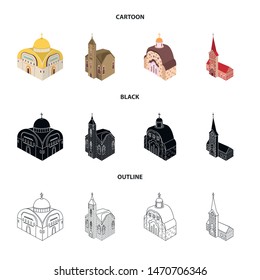 Isolated object of temple and historic logo. Set of temple and faith stock vector illustration.