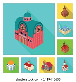 Isolated object of temple and historic sign. Collection of temple and faith stock vector illustration.