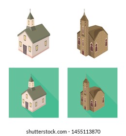 Isolated object of temple and historic sign. Collection of temple and faith stock vector illustration.