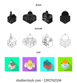 Isolated object of temple and historic symbol. Collection of temple and faith stock vector illustration.