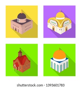 Isolated object of temple and historic symbol. Set of temple and faith stock symbol for web.