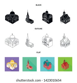 Isolated object of temple and historic symbol. Collection of temple and faith vector icon for stock.