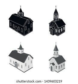 Isolated object of temple and historic symbol. Collection of temple and faith stock symbol for web.