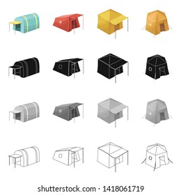 Isolated object of tent  and camp icon. Set of tent  and forest stock symbol for web.