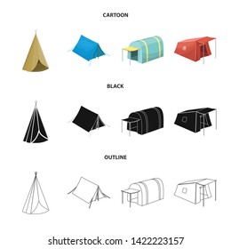 Isolated object of tent  and camp icon. Set of tent  and forest stock vector illustration.