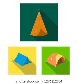 Isolated object of tent  and camp logo. Set of tent  and forest stock vector illustration.