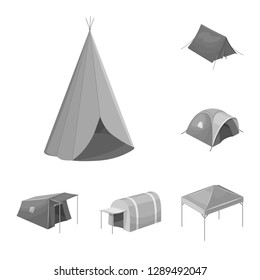 Isolated object of tent  and camp logo. Collection of tent  and forest vector icon for stock.