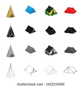 Isolated object of tent  and camp logo. Collection of tent  and forest stock symbol for web.