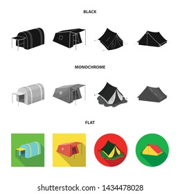 Isolated object of tent and camp logo. Set of tent and forest vector icon for stock.