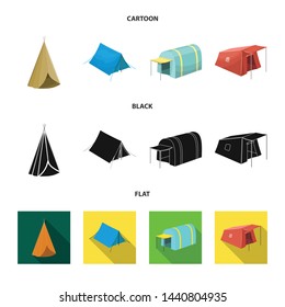 Isolated object of tent and camp logo. Set of tent and forest stock vector illustration.