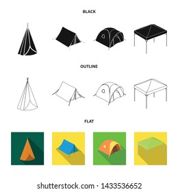 Isolated object of tent and camp sign. Set of tent and forest vector icon for stock.