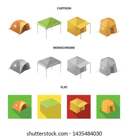 Isolated object of tent and camp sign. Collection of tent and forest vector icon for stock.