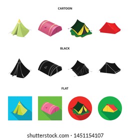 Isolated object of tent and camp sign. Set of tent and forest stock vector illustration.