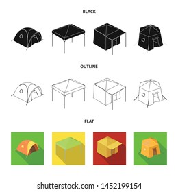 Isolated object of tent and camp sign. Collection of tent and forest stock symbol for web.